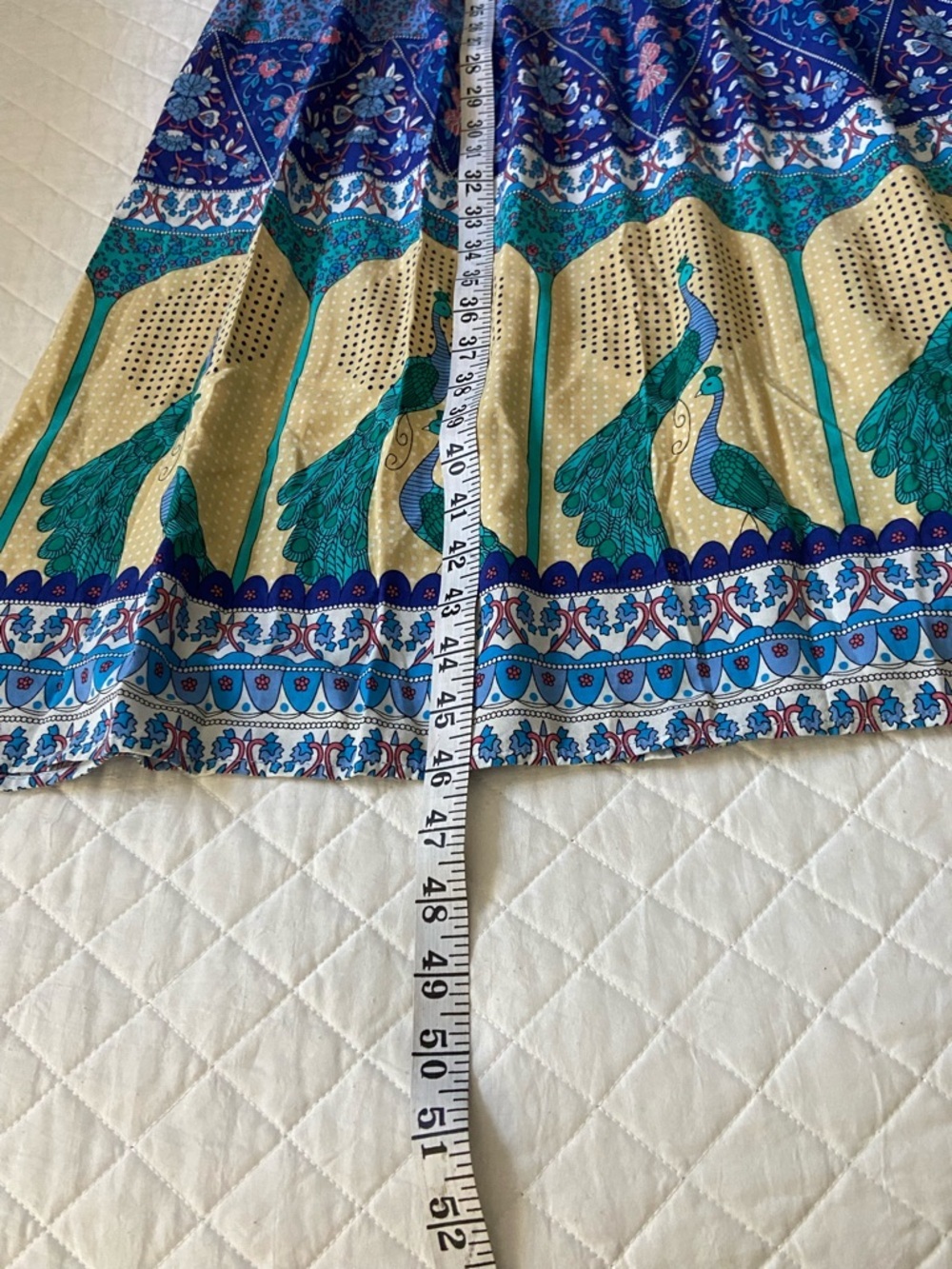 R Vivimos Colorful Blue Peacock Maxi Dress Size Large - Picture 10 of 10